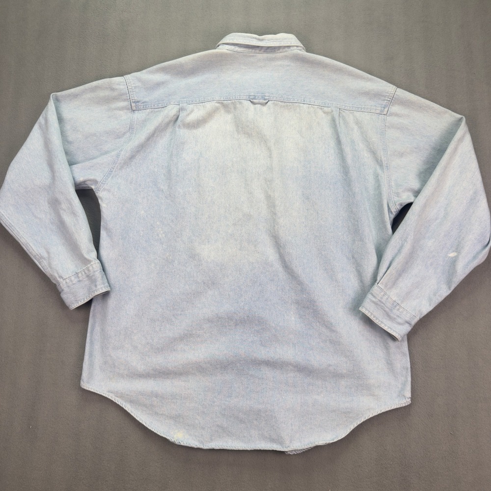Disney Store Mickey Mouse Denim Shirt Large 90s Vintage Long Sleeve - Picture 5 of 9
